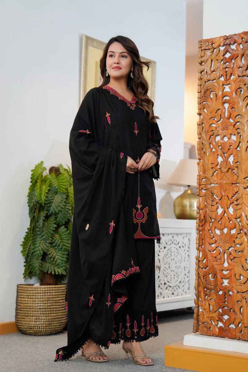 Samira Embroidered Cotton Kurta and Palazzo Set