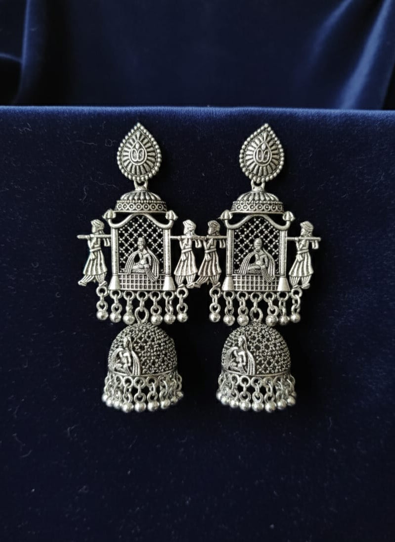 Traditional Doli-Palki Oxidized Jhumkas