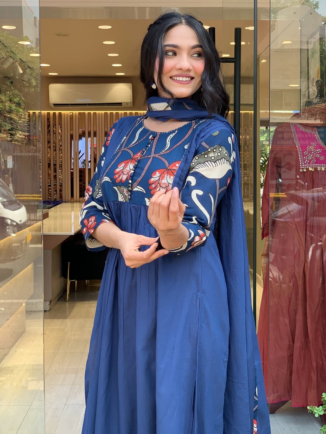 Sana Navy Blue Anarkali Kurta Set