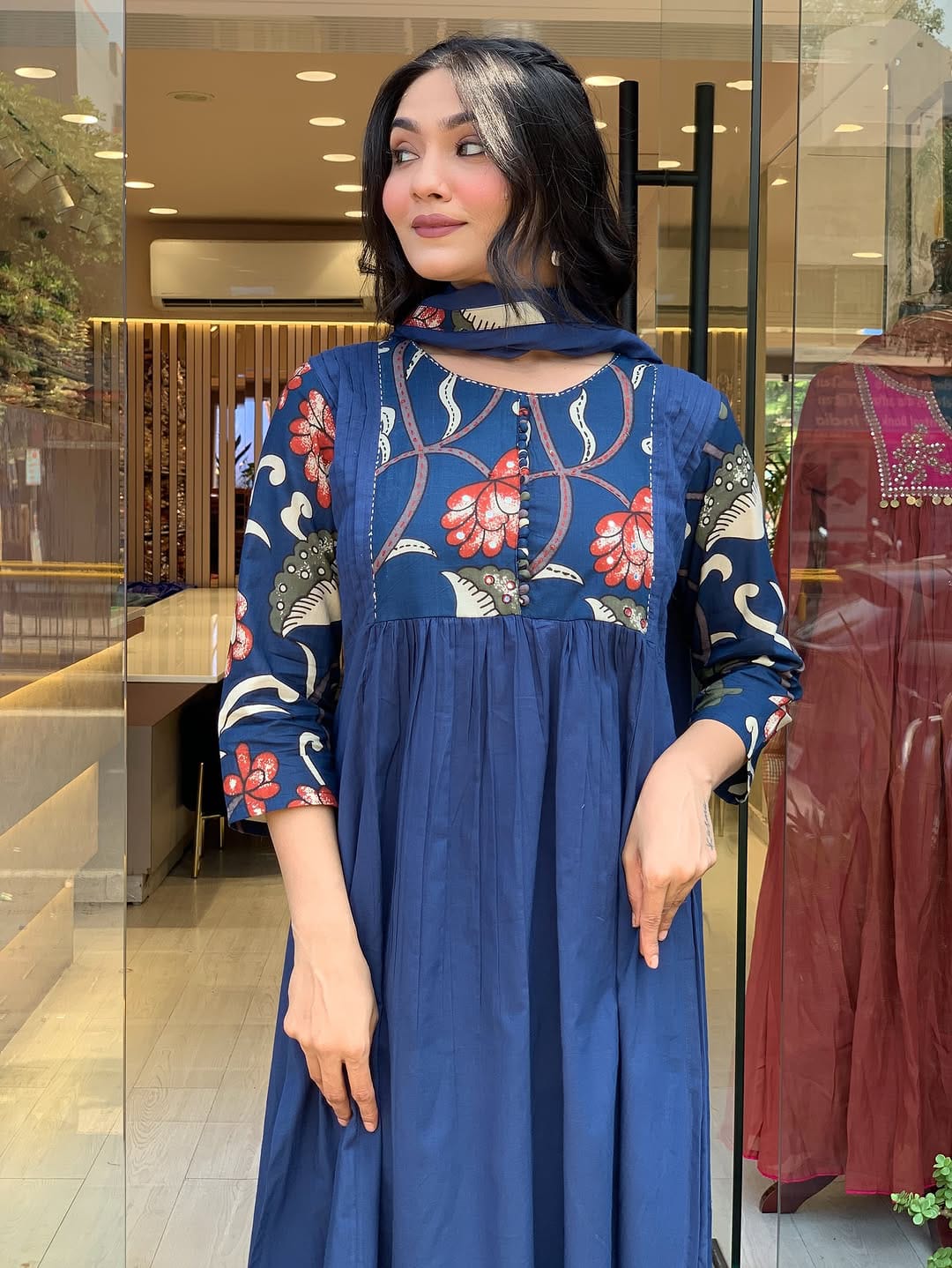 Sana Navy Blue Anarkali Kurta Set