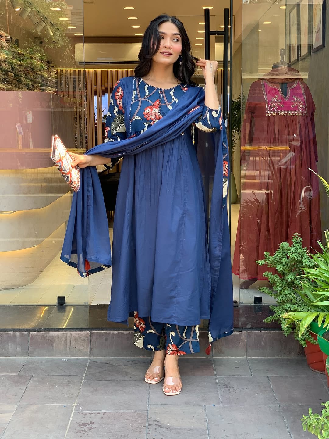 Sana Navy Blue Anarkali Kurta Set