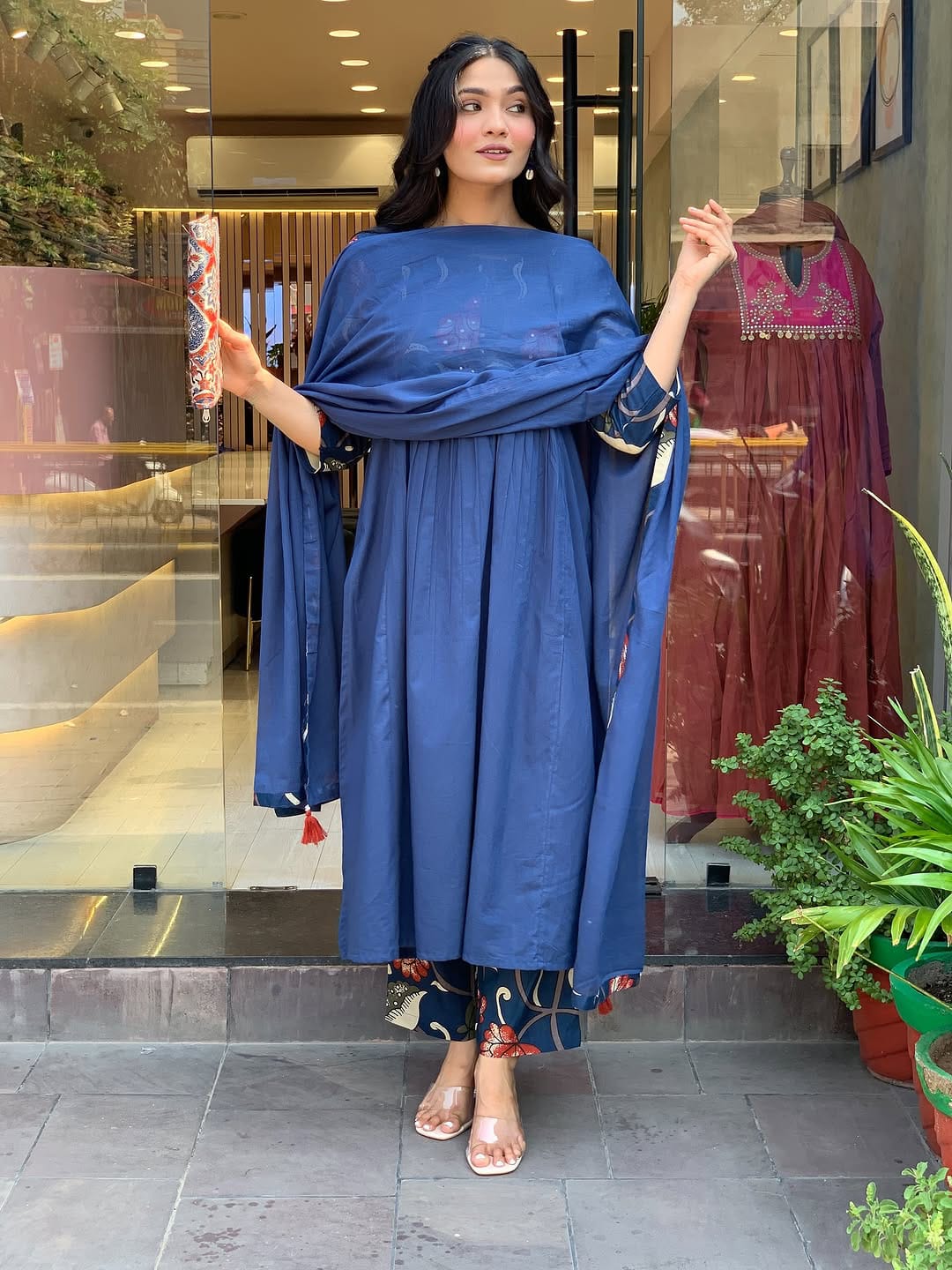 Sana Navy Blue Anarkali Kurta Set