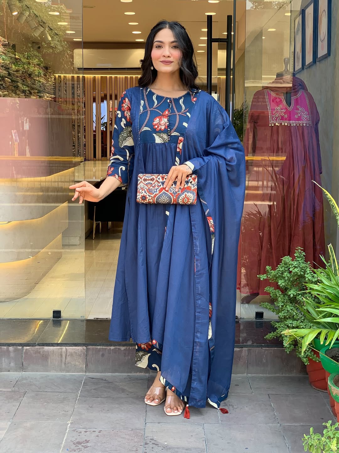 Sana Navy Blue Anarkali Kurta Set