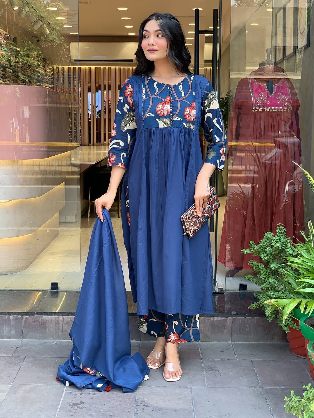 Sana Navy Blue Anarkali Kurta Set