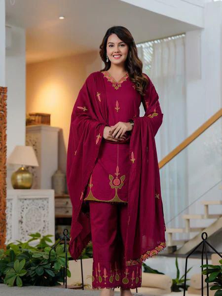 Samira Embroidered Cotton Kurta and Palazzo Set