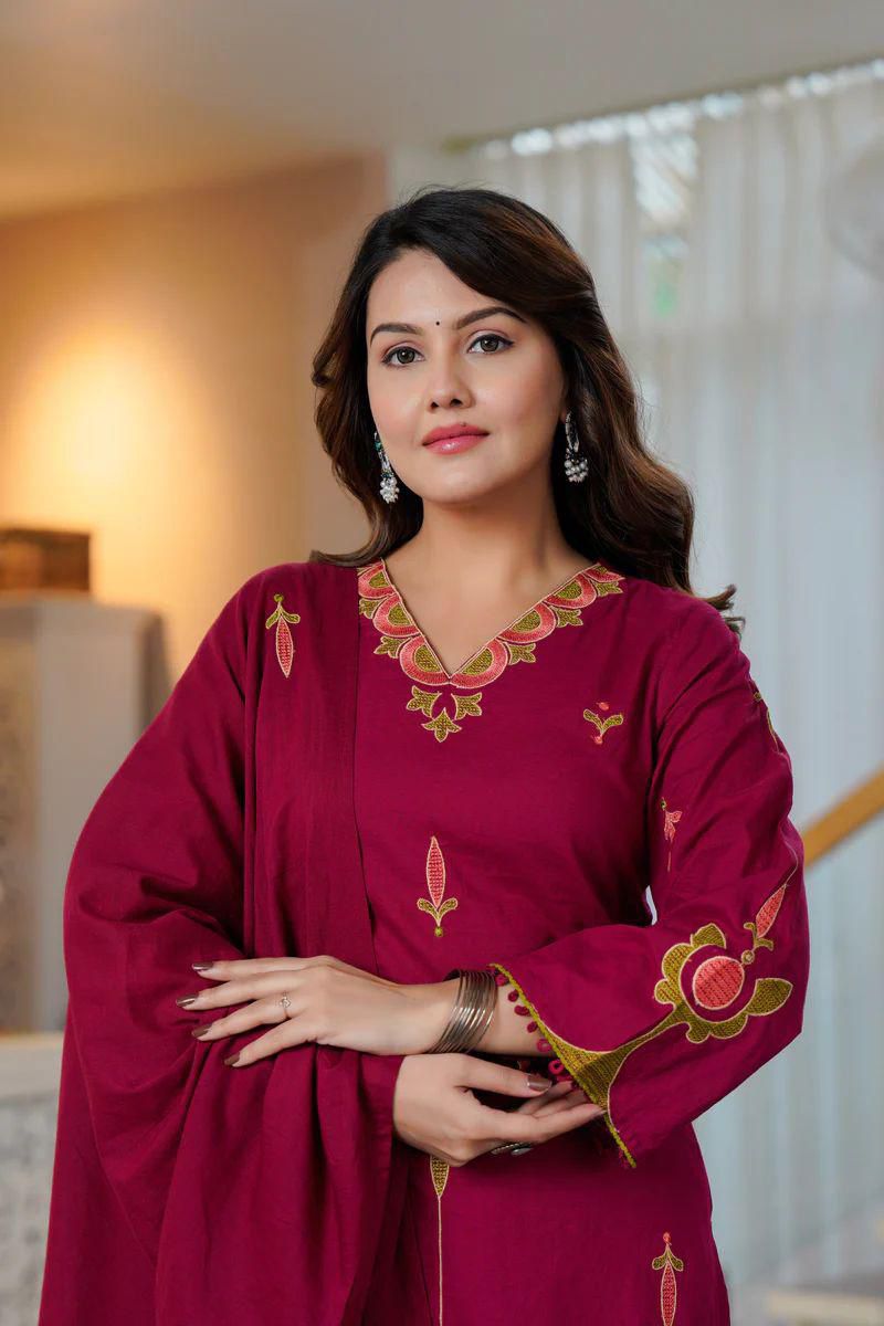 Samira Embroidered Cotton Kurta and Palazzo Set