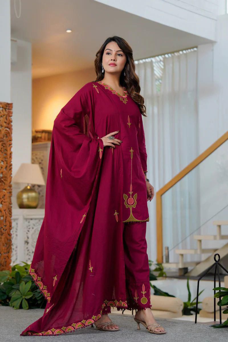 Samira Embroidered Cotton Kurta and Palazzo Set
