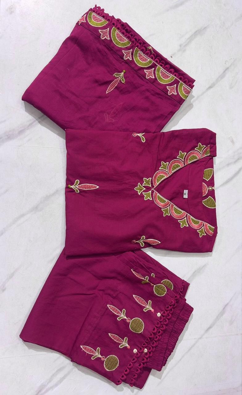 Samira Embroidered Cotton Kurta and Palazzo Set